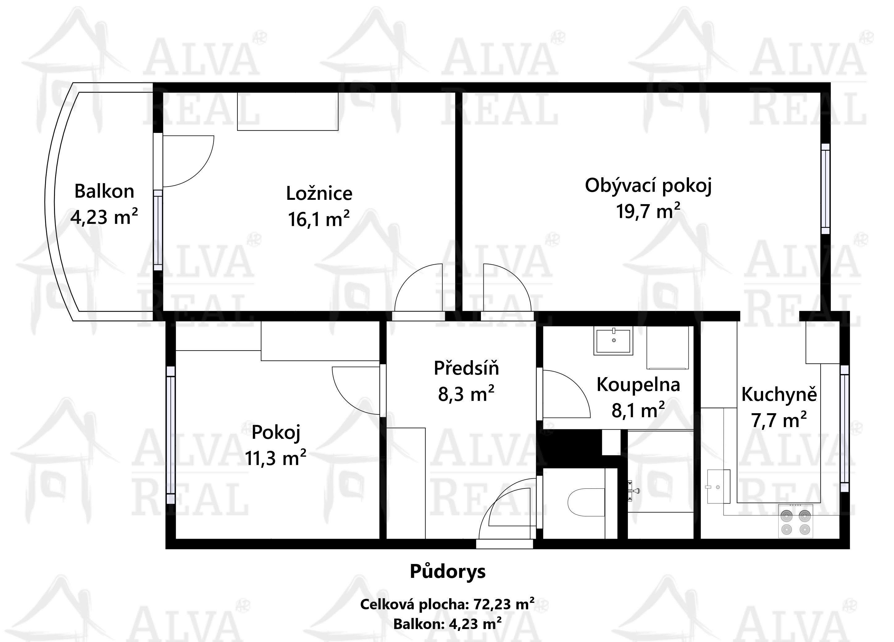 Prodej byt 3+1 - Černého, Brno, 72 m² - 5