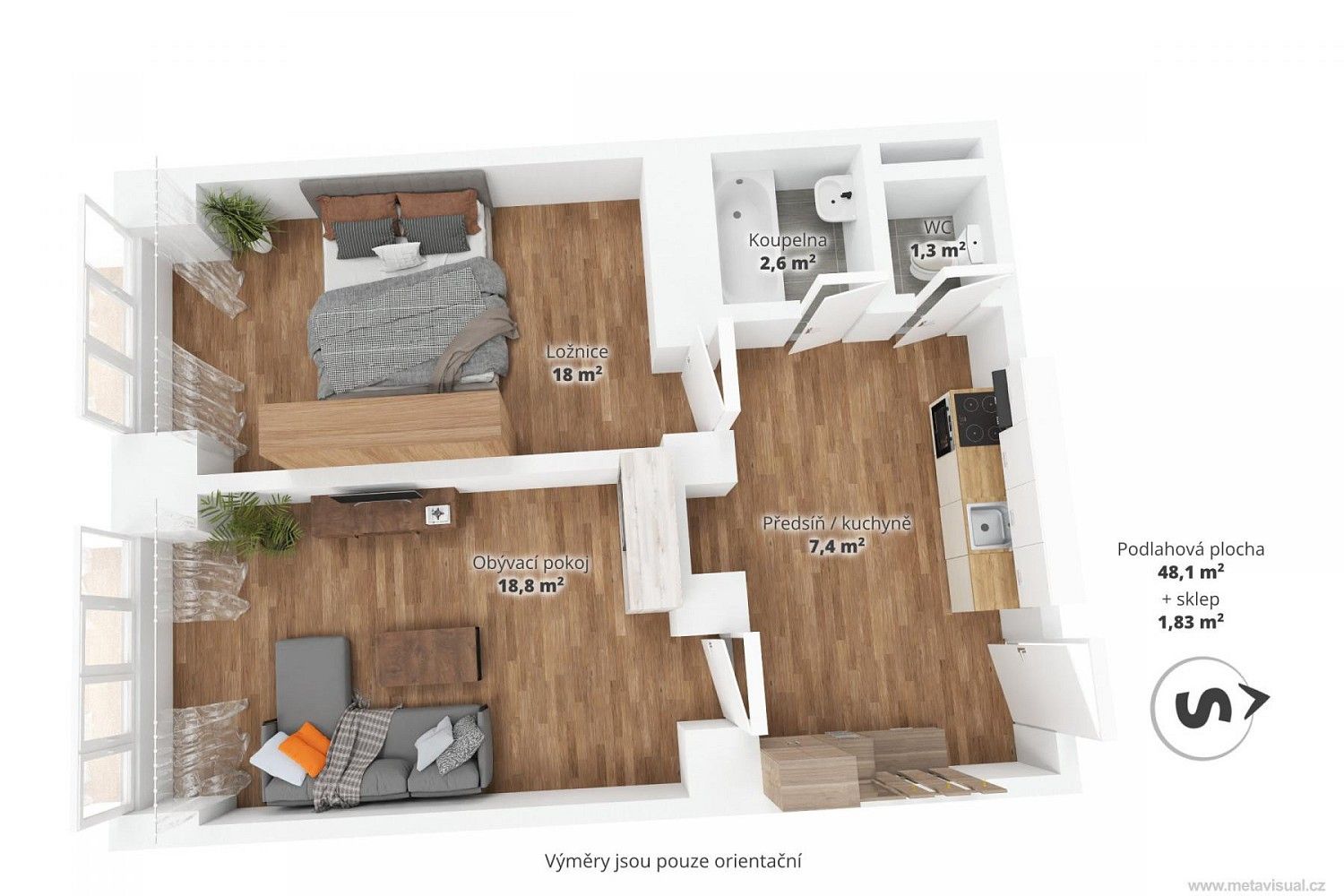 2+kk, Praha - Vysočany, okres Praha 9, Hlavní město Praha, 48 m² - 2