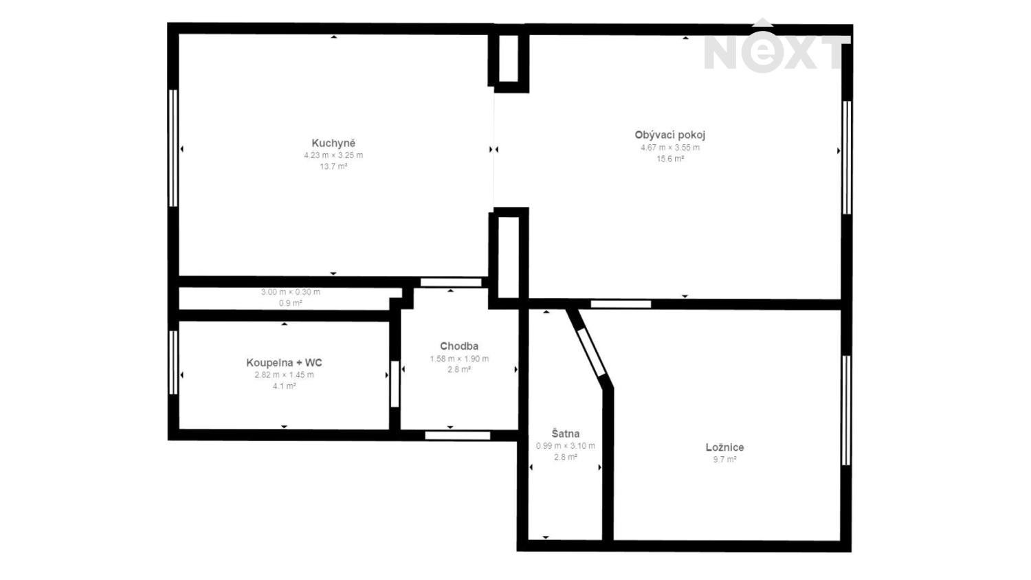 Pronájem byt 2+1 - Chemiků, Litvínov, 48 m²