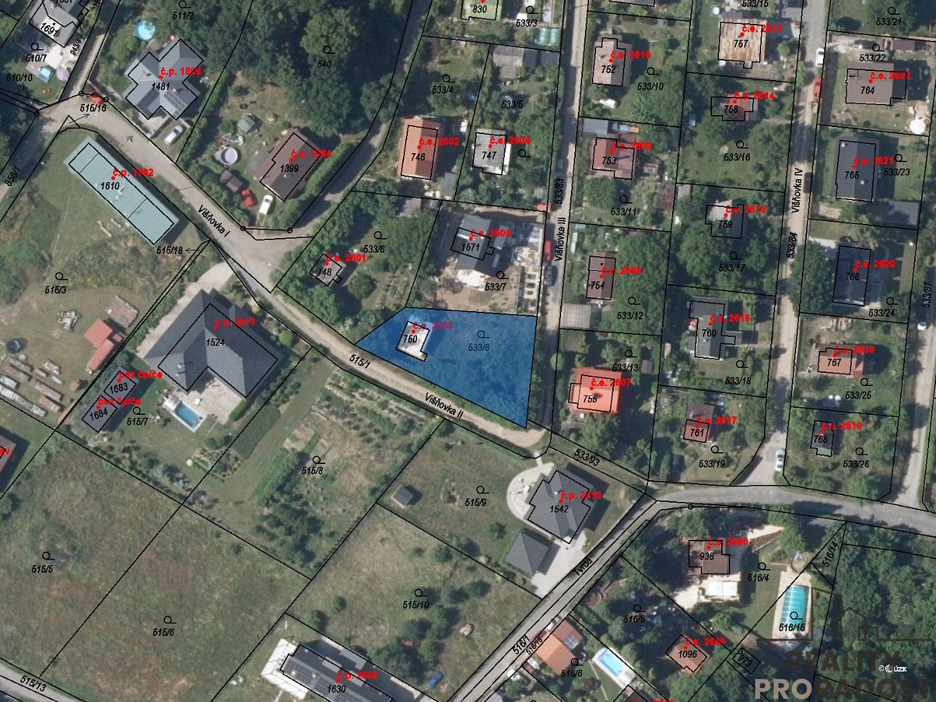 Pozemky pro bydlení, Višňovka II, Kamenice - Těptín, okres Praha-východ - 2
