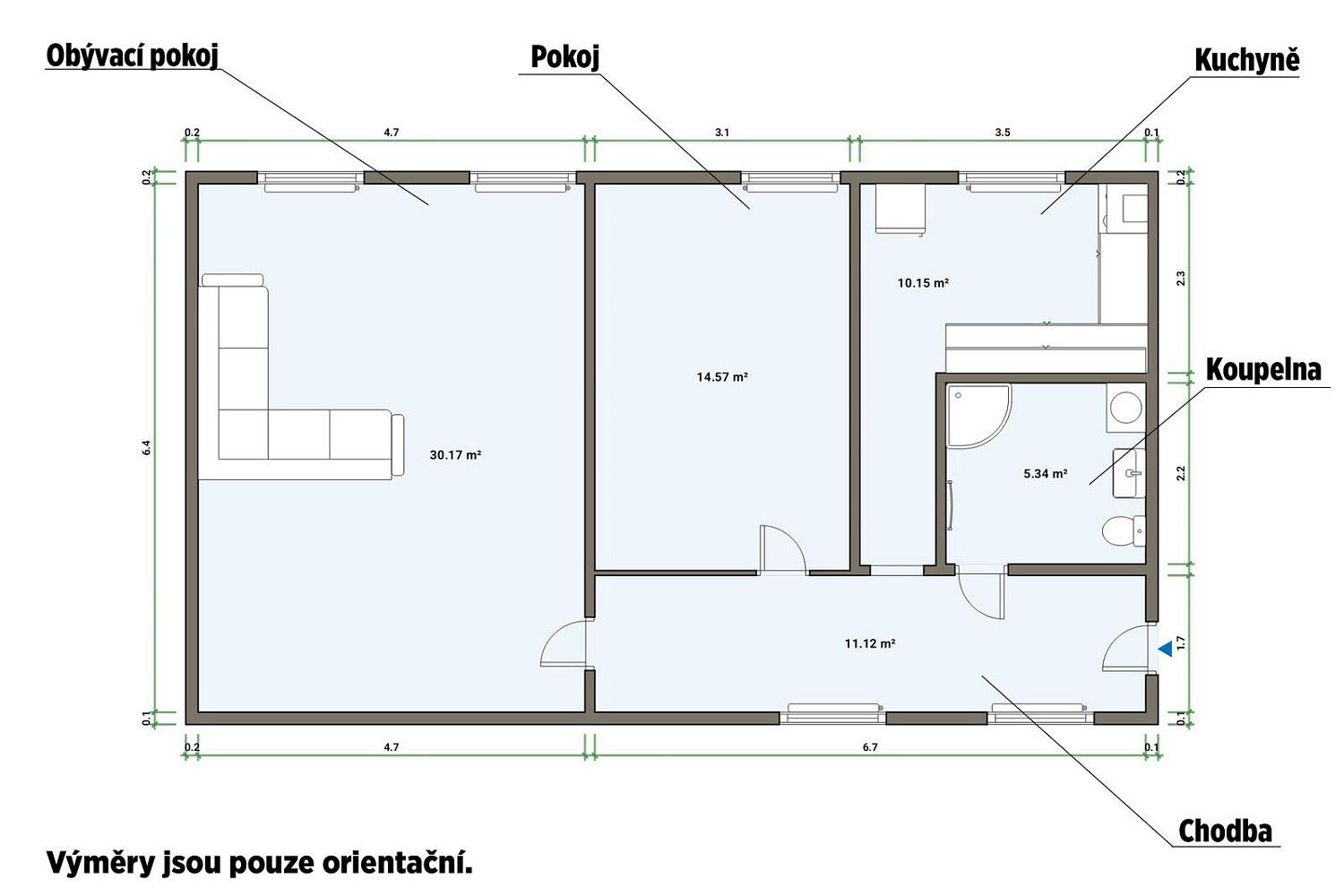 Pronájem byt 2+1 - Resslova, Aš, okres Cheb, 55 m² - 5