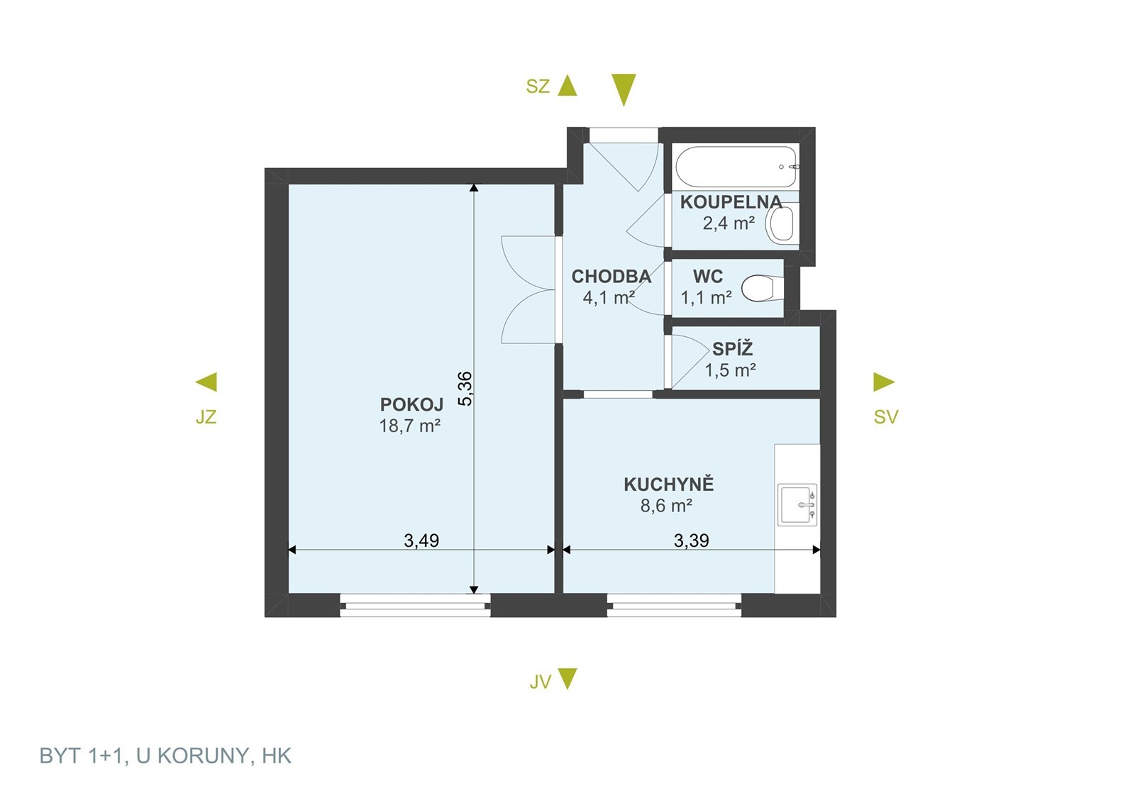 Byt 1+1 · 39 m² · U Koruny, Hradec Králové Pražské Předměstí - 3