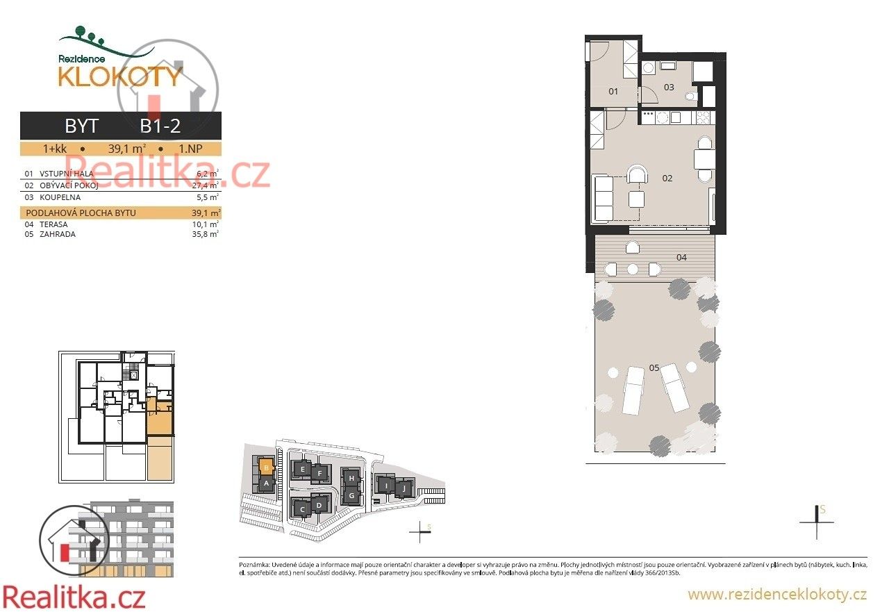 Prodej byt 1+kk - Klokoty, Tábor, 39 m²