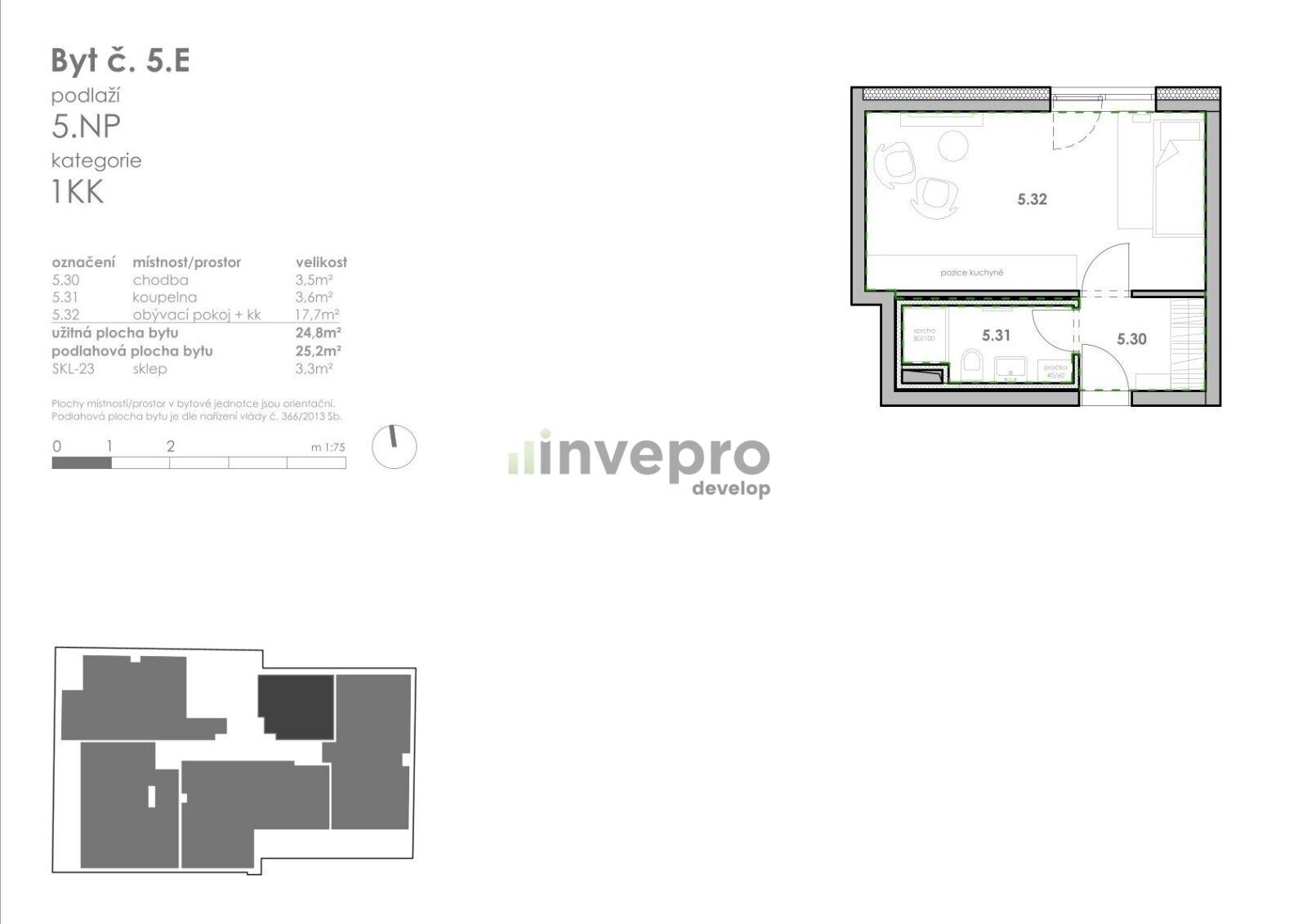 1+kk, Palackého nám. 1154, České Budějovice 3, 24 m² - 2