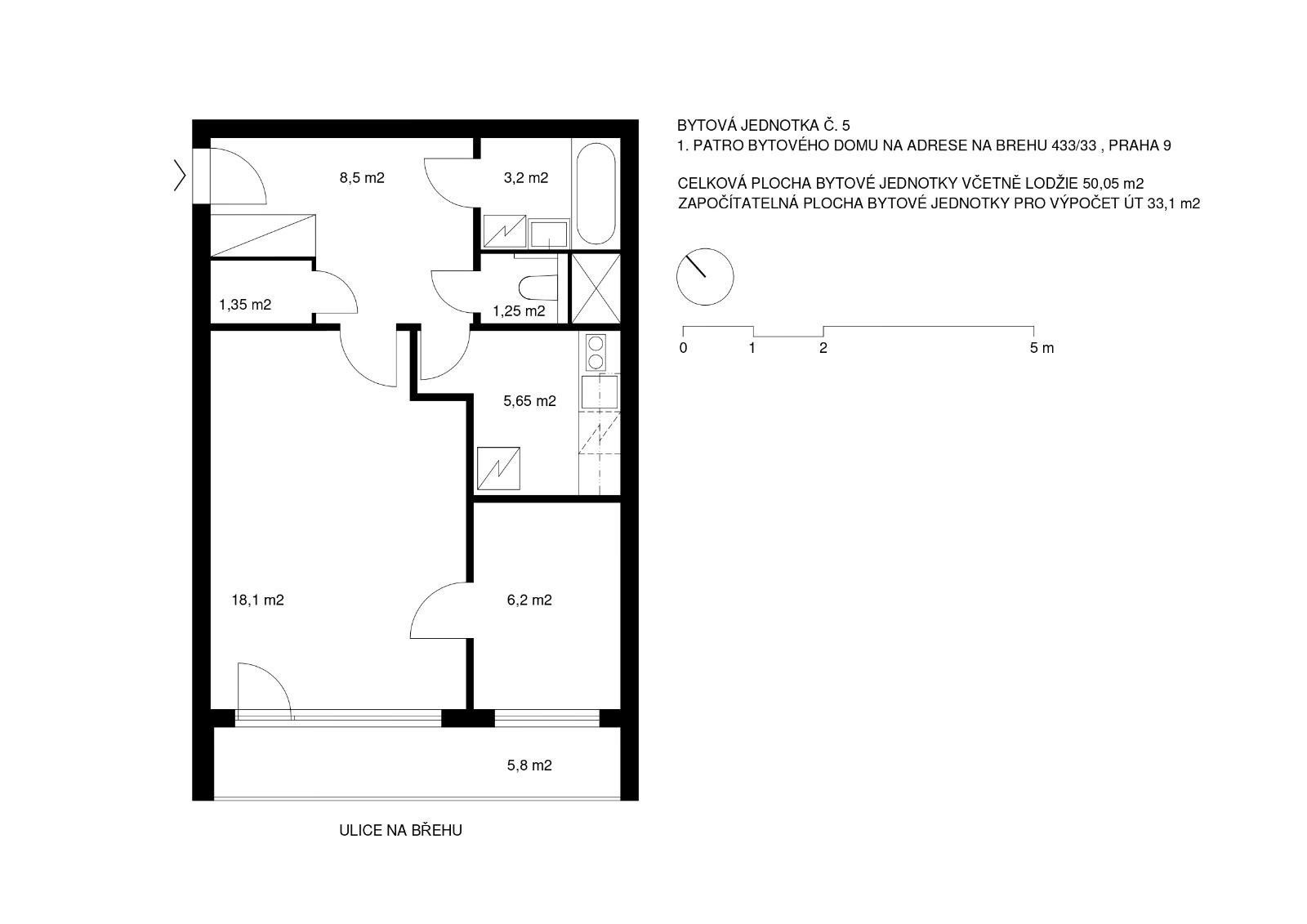 Prodej byt 2+1 - Na břehu, Praha, 50 m²