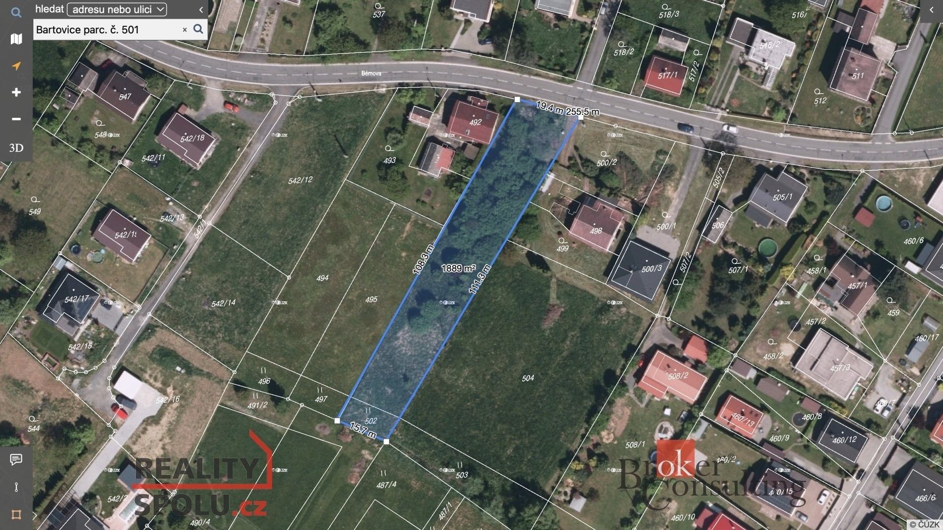 Prodej pozemek pro bydlení - Bartovice, Ostrava, 1 900 m²