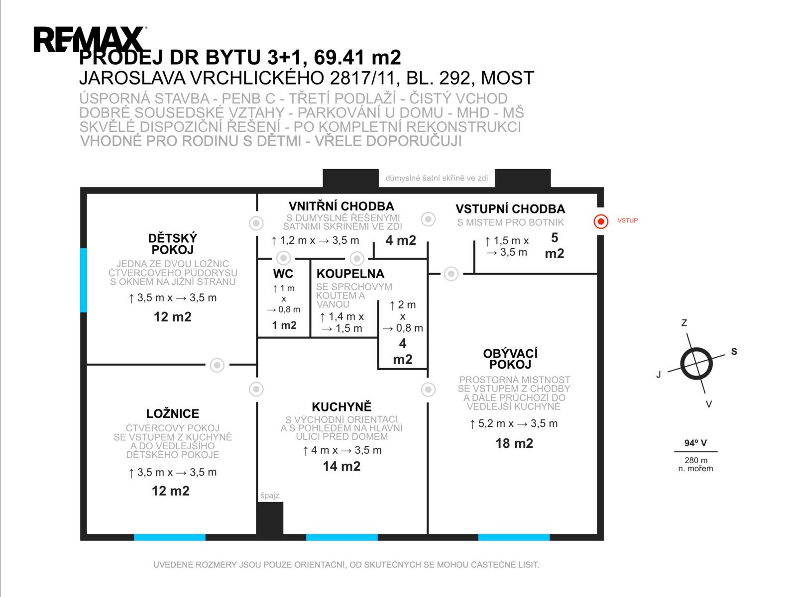 Byt 3+1 · 69 m² · Jaroslava Vrchlického 2817, Most - 4
