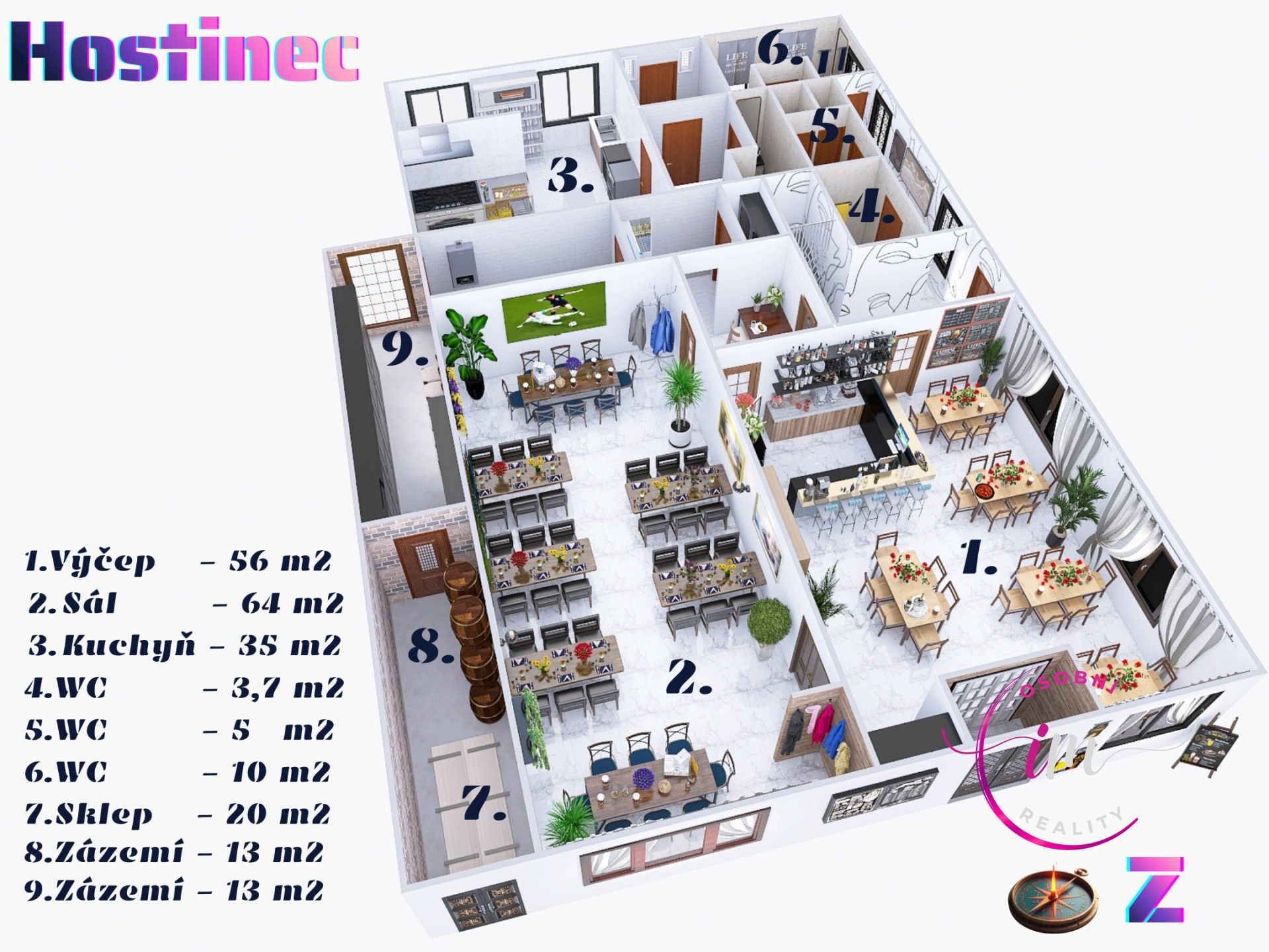 Pronájem komerční - nám. 9. května, Luka nad Jihlavou, 282 m² - 5