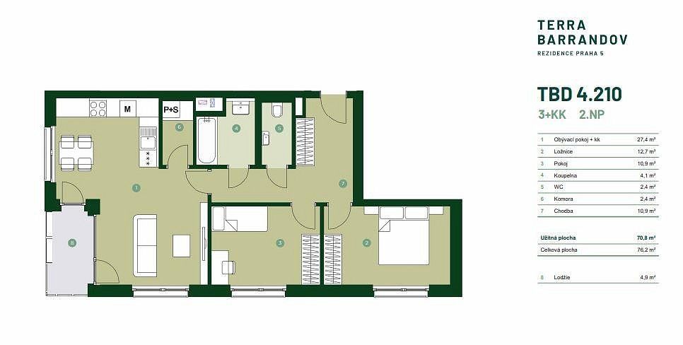 Prodej byt 3+kk - Silurská, Praha 5 - Hlubočepy, 76 m² - 2