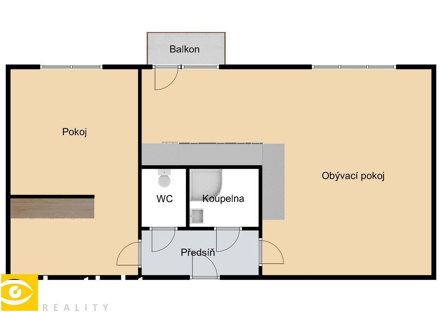 2+kk, Sídliště, Praha 5 - Radotín, 52 m² - 2