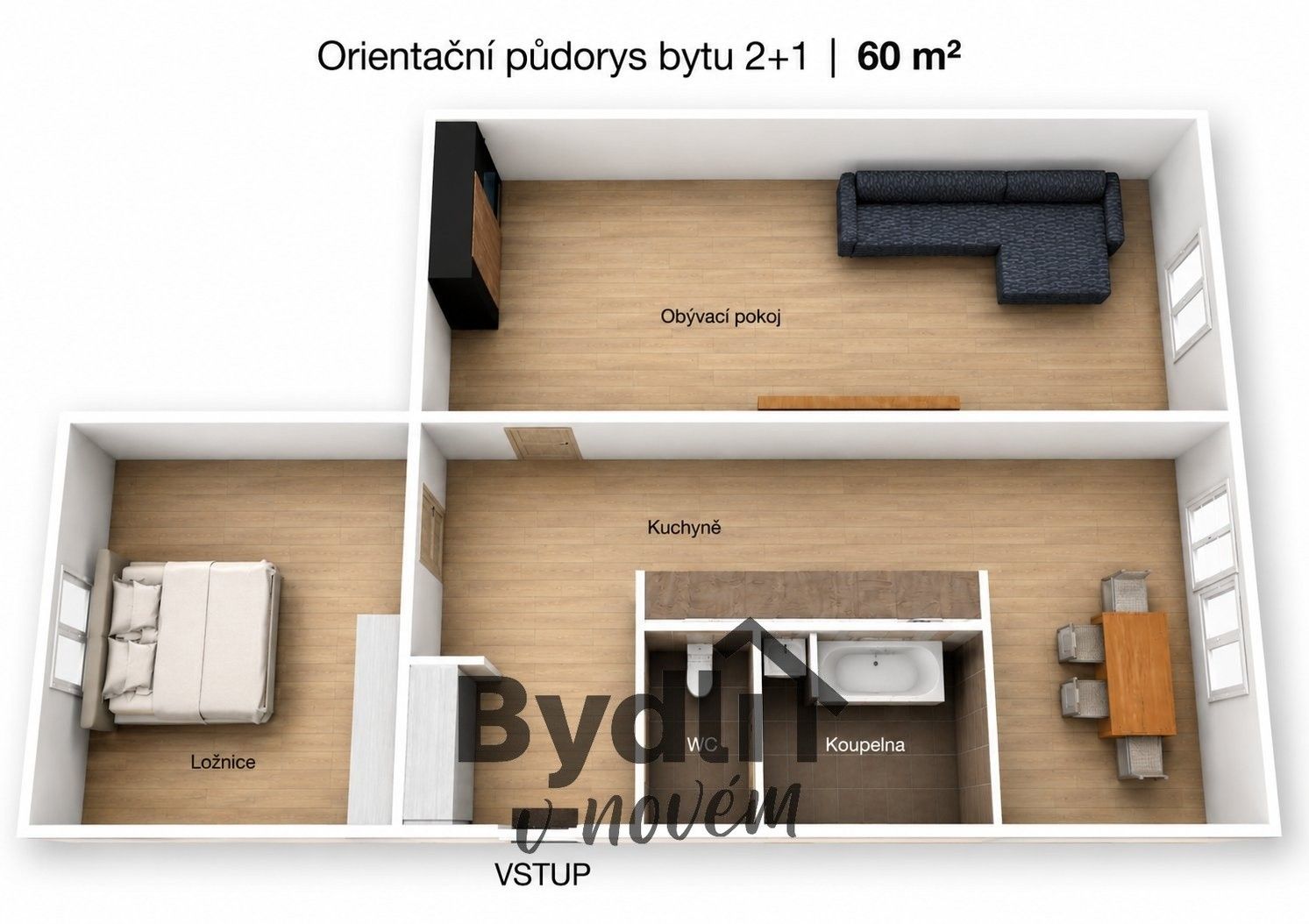 Byt 2+1 · 60 m² · 17. listopadu, Písek Budějovické Předměstí - 3