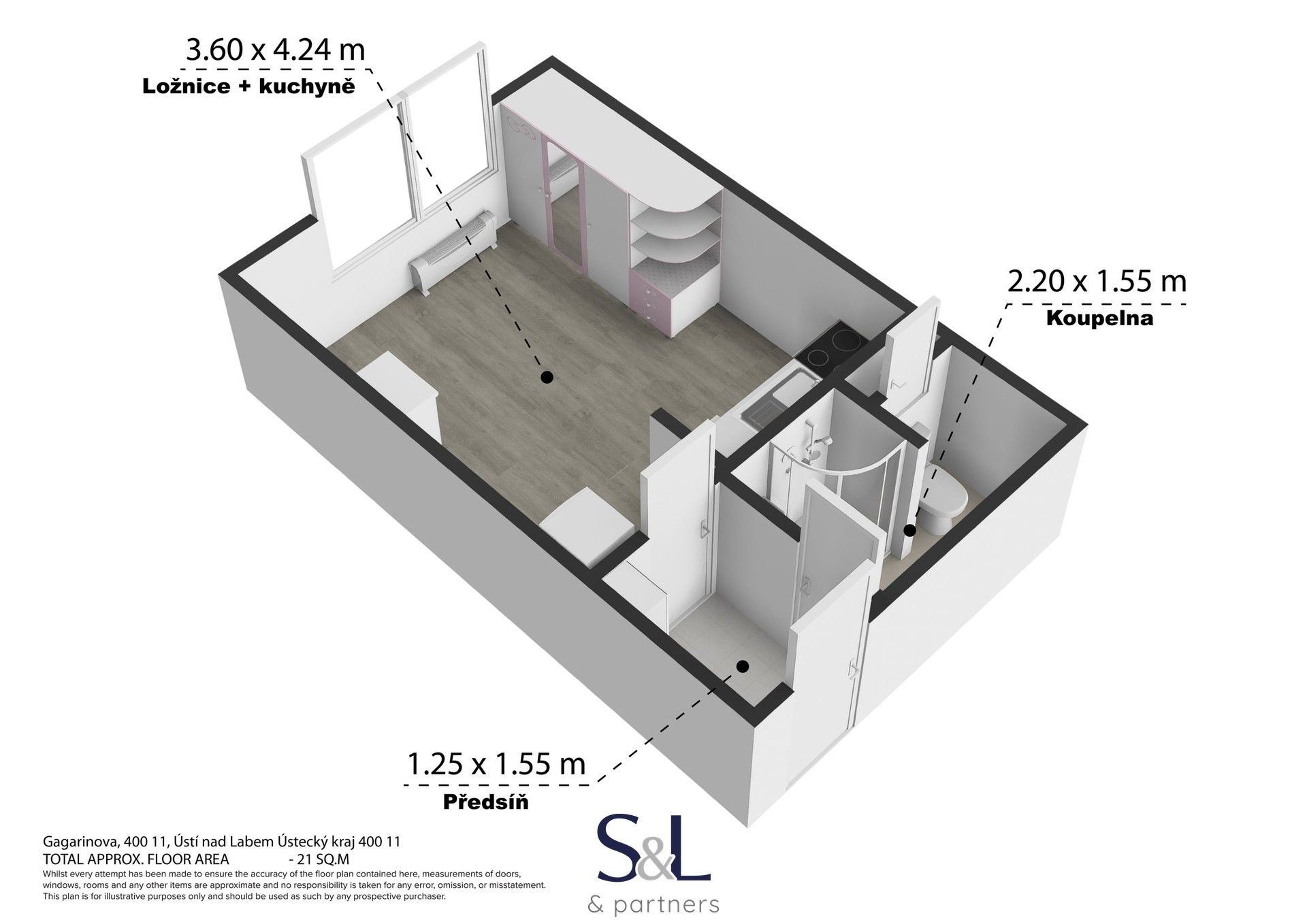 Byt 1+kk · 21 m² · Gagarinova, Ústí nad Labem - 3
