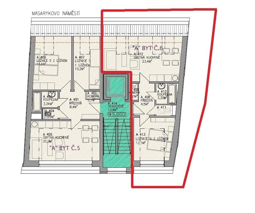 2+kk, Masarykovo náměstí 47, Bystřice nad Pernštejnem, 46 m² - 2