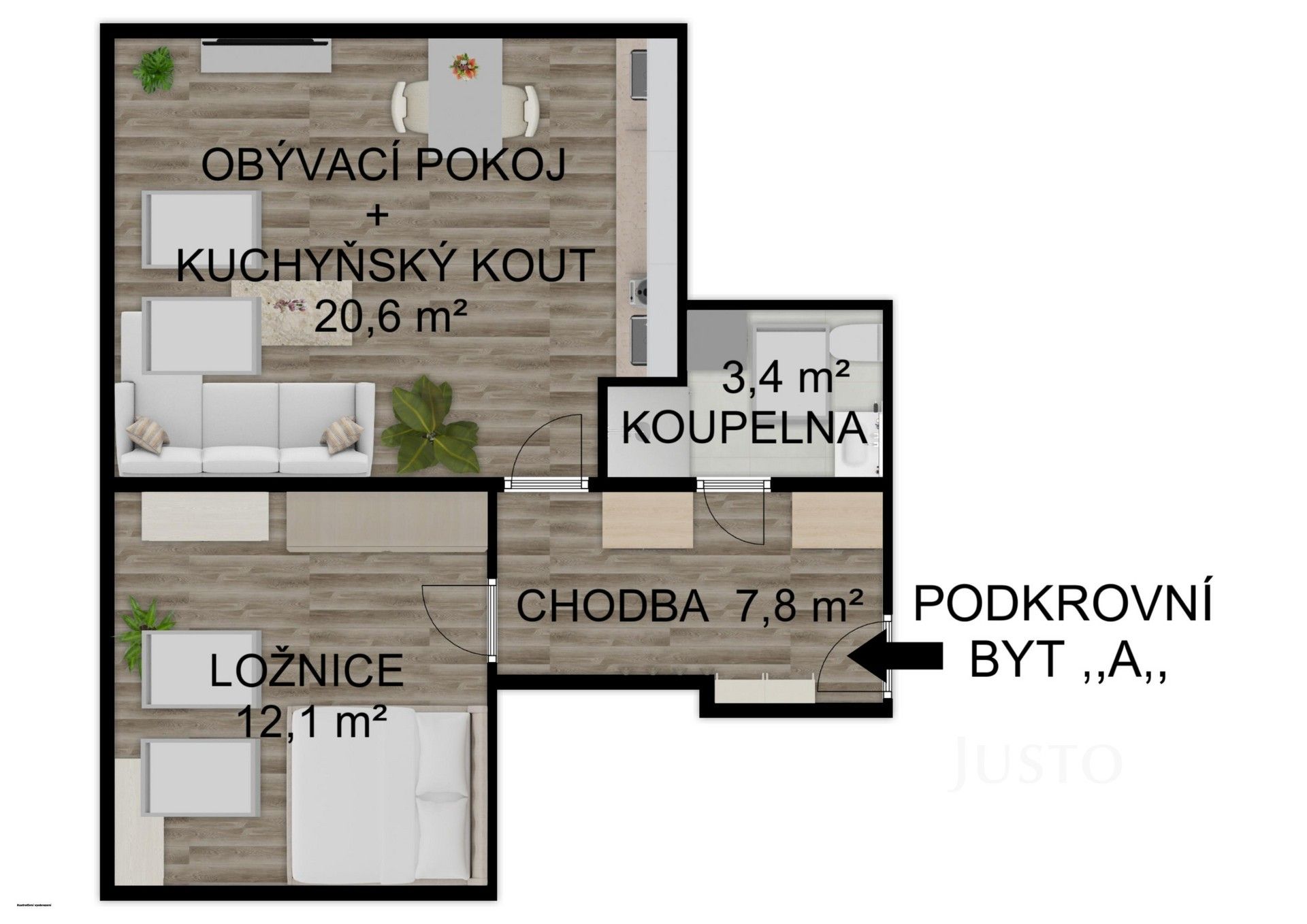 2+kk, Soukenická  , Bechyně, 44 m²