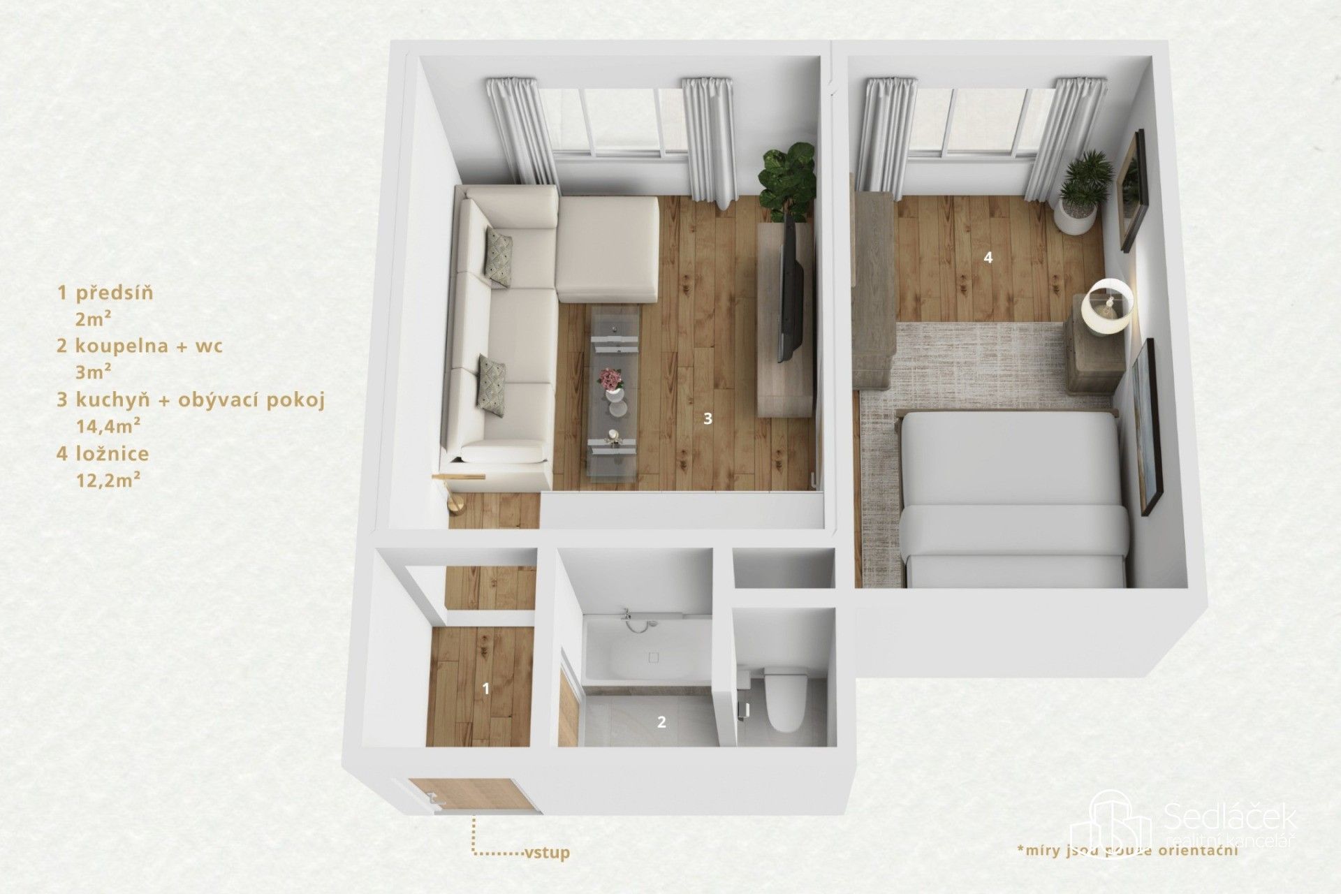 Byt 1+1 · 38 m² · Kosmonautů, Sokolov - 3