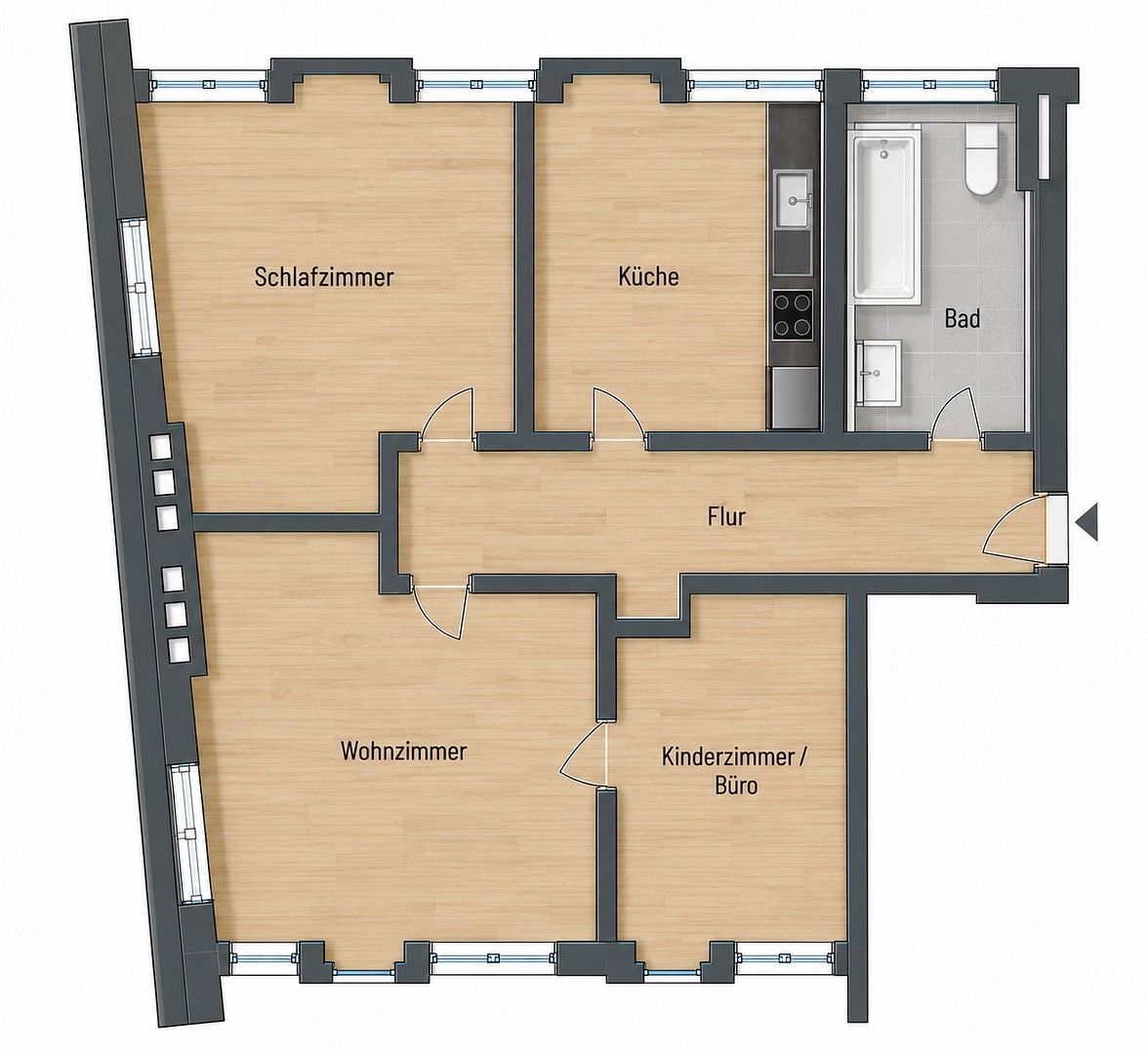 3+1, Grünstraße 19 Hagen Hagen Nordrhein-Westfalen 58095, 65 m² - 2