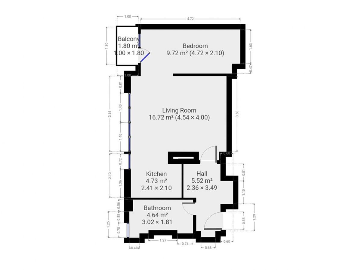 1+kk, U městských domů, Praha, 42 m²