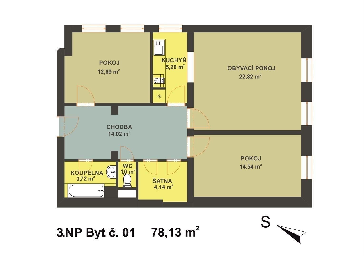 Pronájem byt 3+kk - Benešova, Jihlava, 78 m²