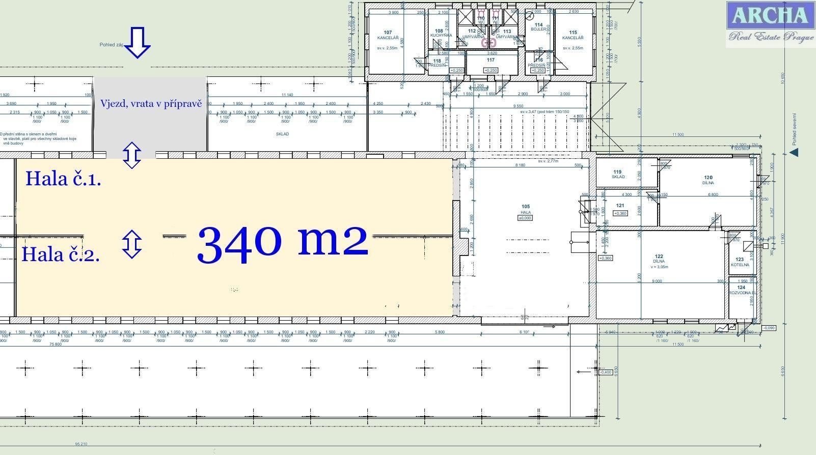Sklady, Poštovní, Černošice, 340 m²