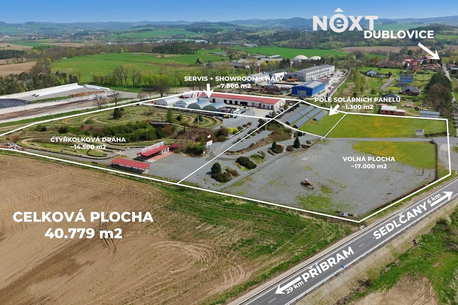 Prodej komerční pozemek - Dublovice, 40 779 m²