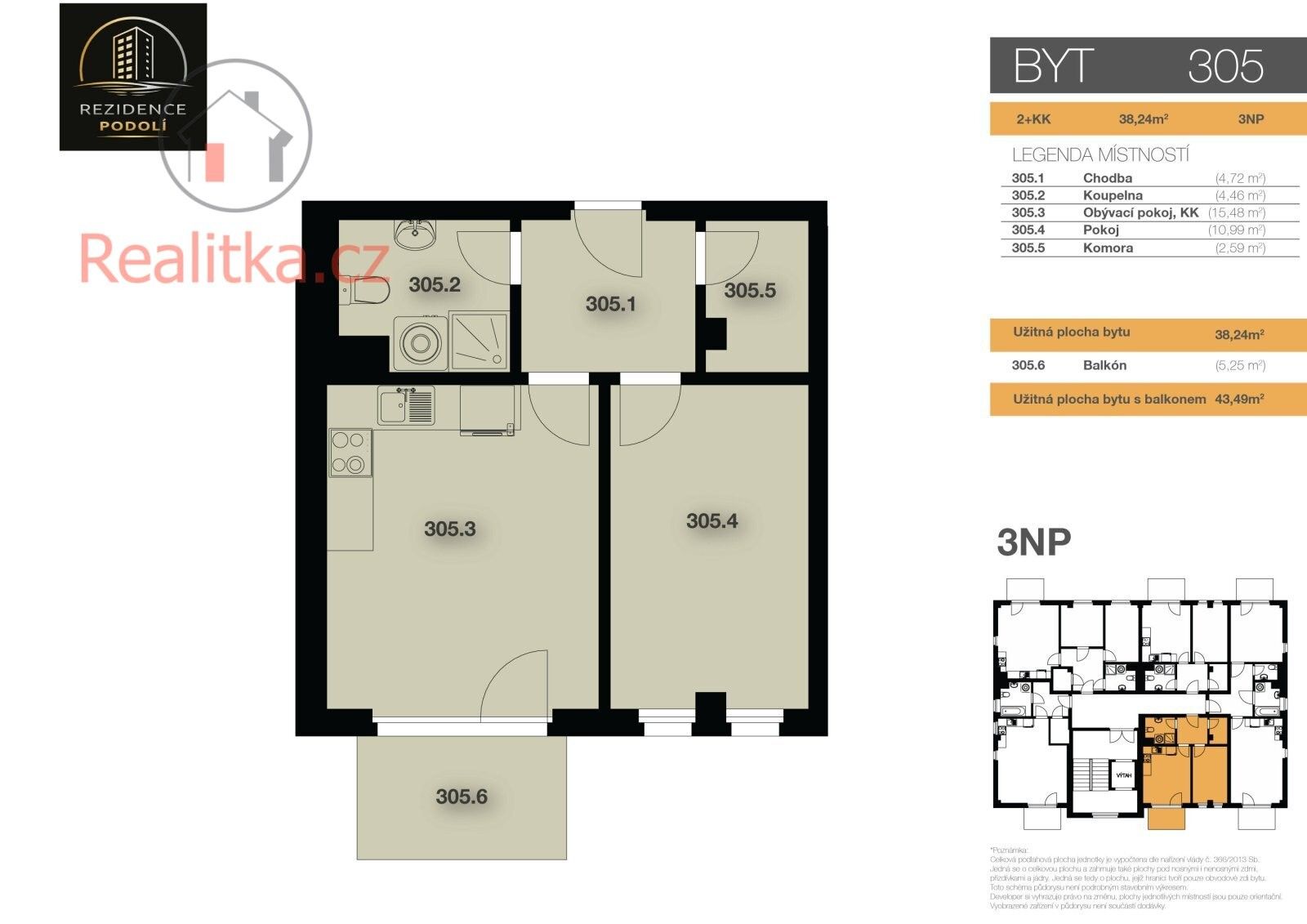 Byt 2+kk · 38 m² · Vlasákova 2869, Mělník - 3