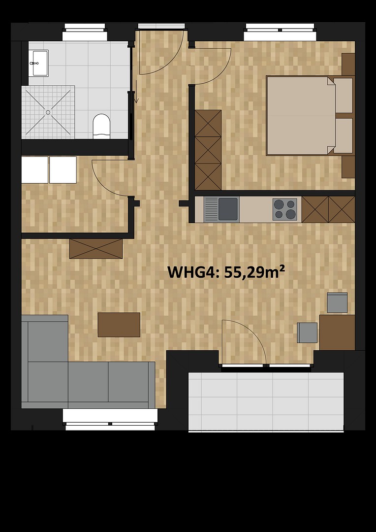 2+1, Holthausener Straße 7, , Severní Porýní-Vestfálsko, 60 m² - 2