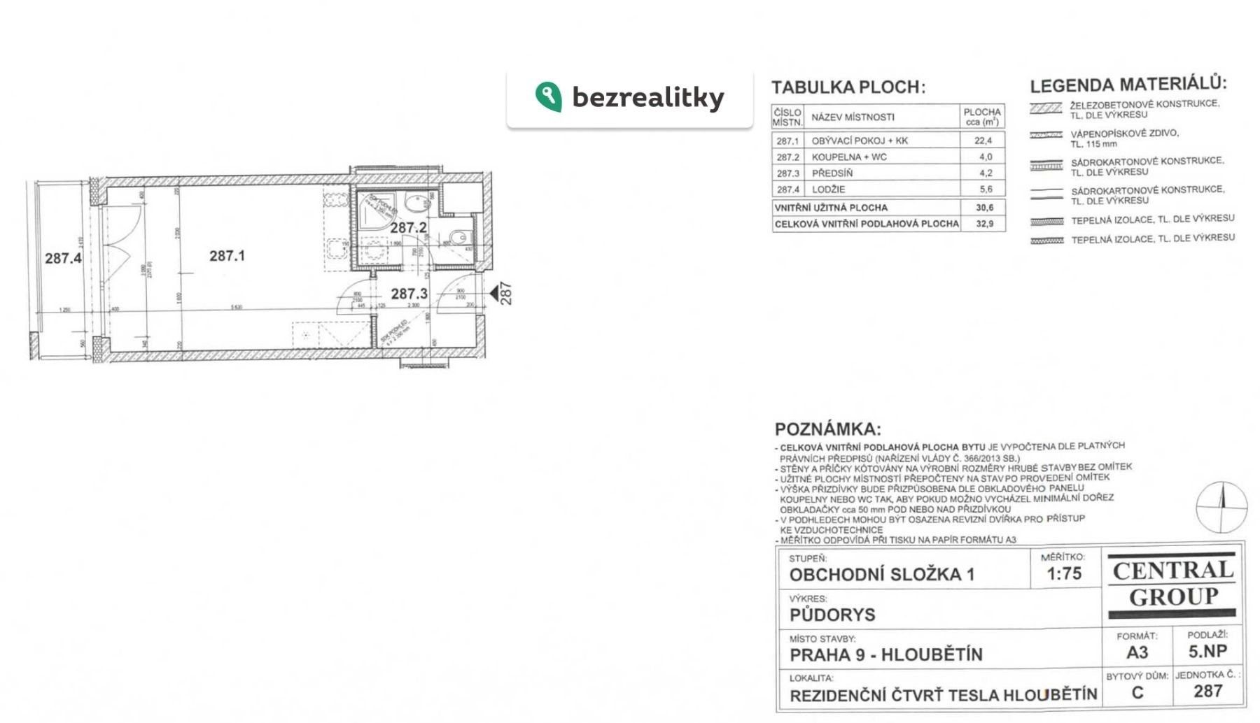 Prodej byt 2+1 - Poděbradská, Praha, 33 m²