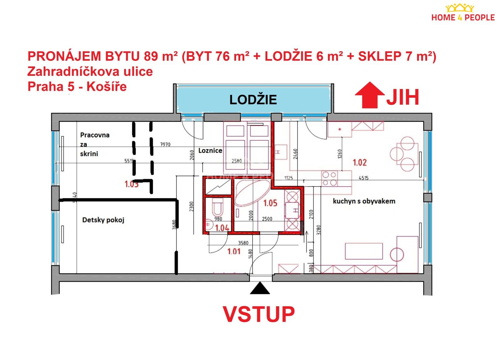Pronájem byt 4+kk - Zahradníčkova, Praha, 89 m²
