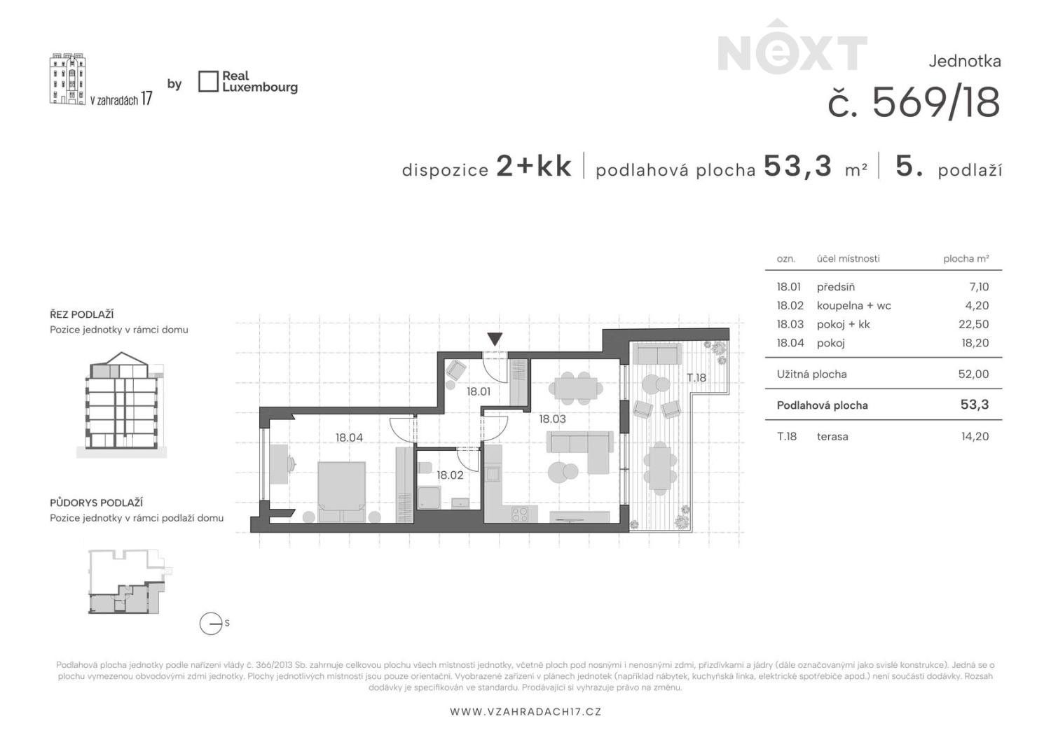 Byt 2+kk · 53 m² · V zahradách 569, Praha Libeň - 3