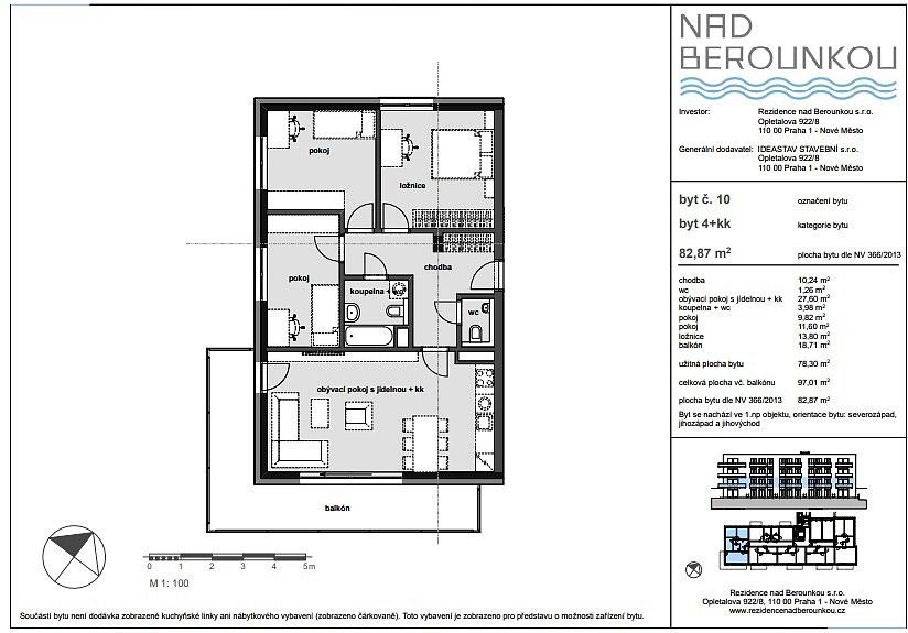 Byt 4+kk · 78 m² · Praha - Radotín, okres Praha 16, Hlavní město Praha - 3