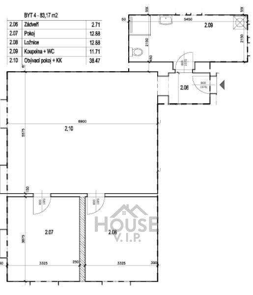 Byt 3+kk · 83 m² · Nučice - 4