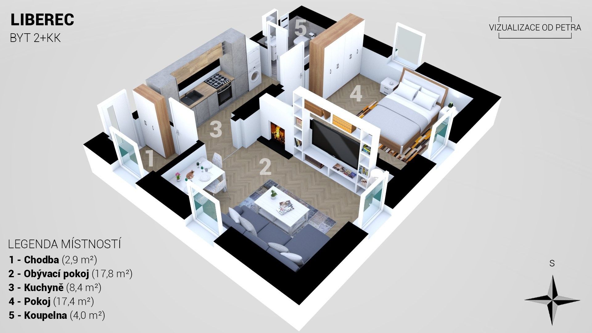 2+1, Dolní Suchá, Hrádek nad Nisou, 52 m²