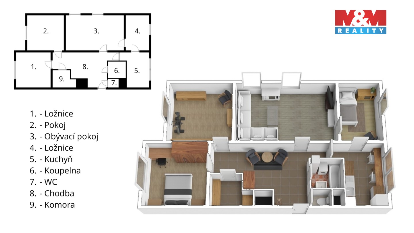 Byt 4+1 · 91 m² · Mladošovice - 3