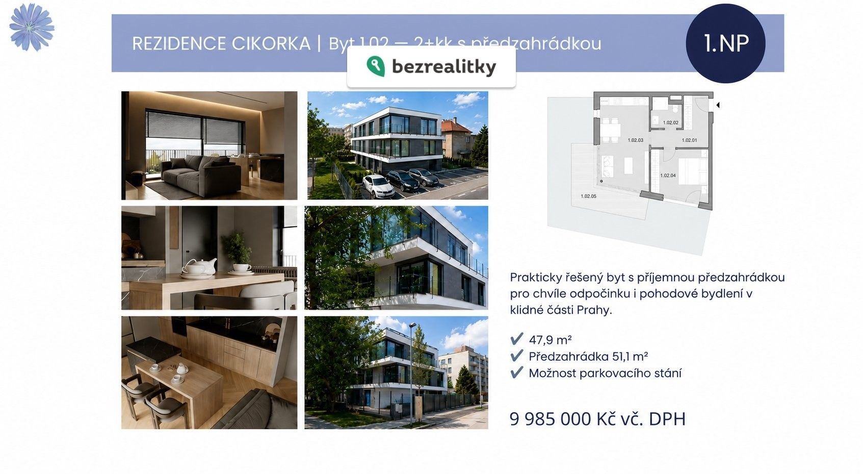 2+kk, Na Cikorce 1290, Praha Modřany, 48 m² - 2