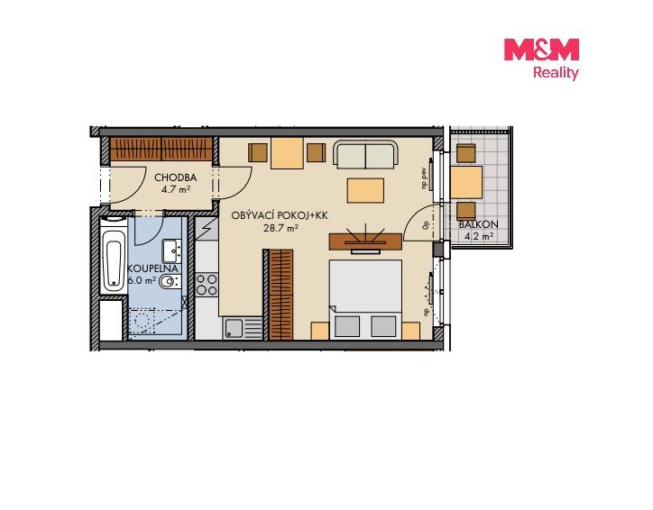 Byt 1+kk · 41 m² · Honzíkova, Praha - 3