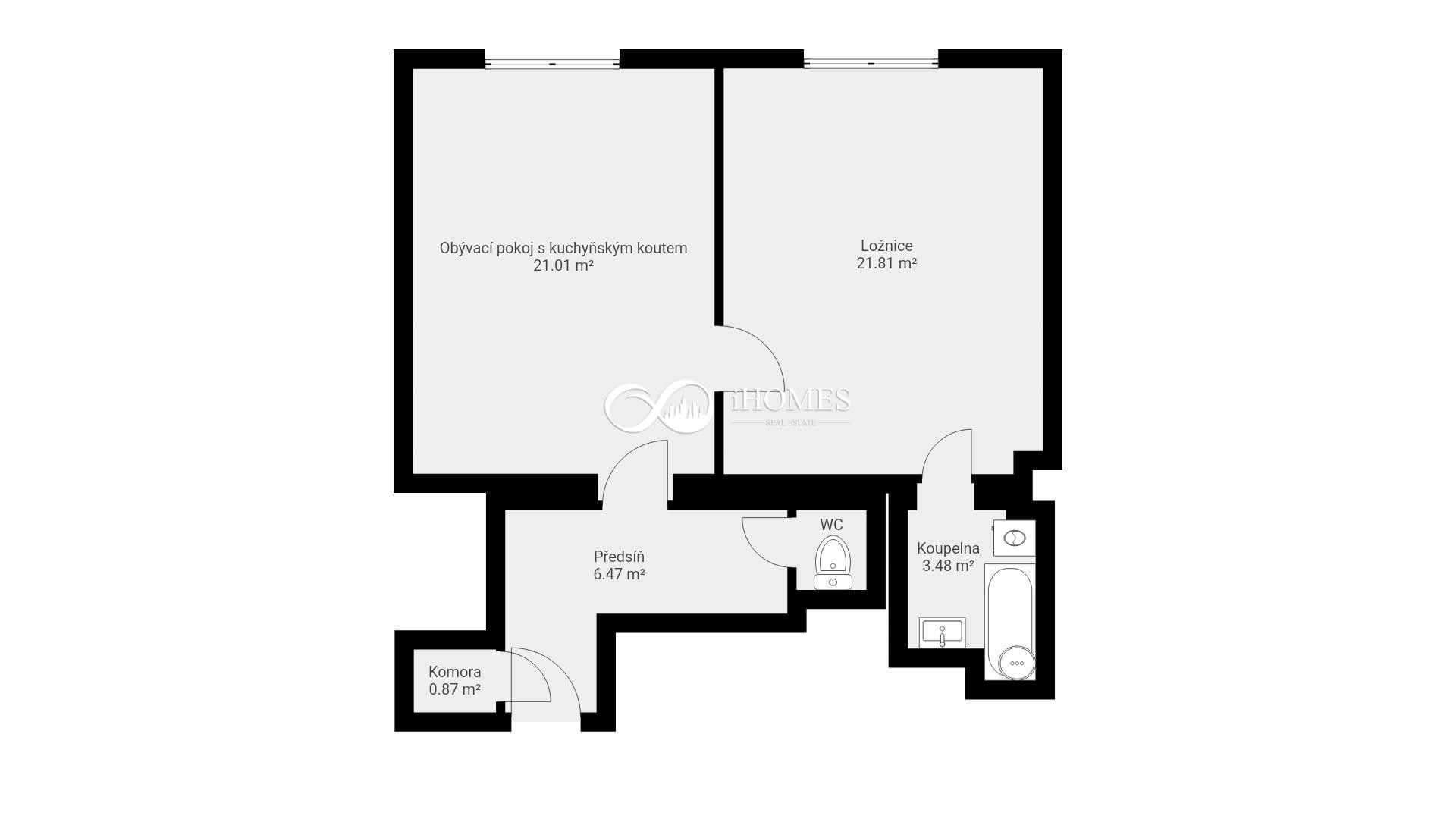 Byt 1+1 · 55 m² · Na Pankráci, Praha - 3