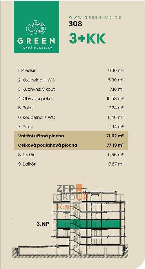 Prodej byt 3+kk - Mladá Boleslav - Michalovice, Středočeský kraj, 77 m² - 5