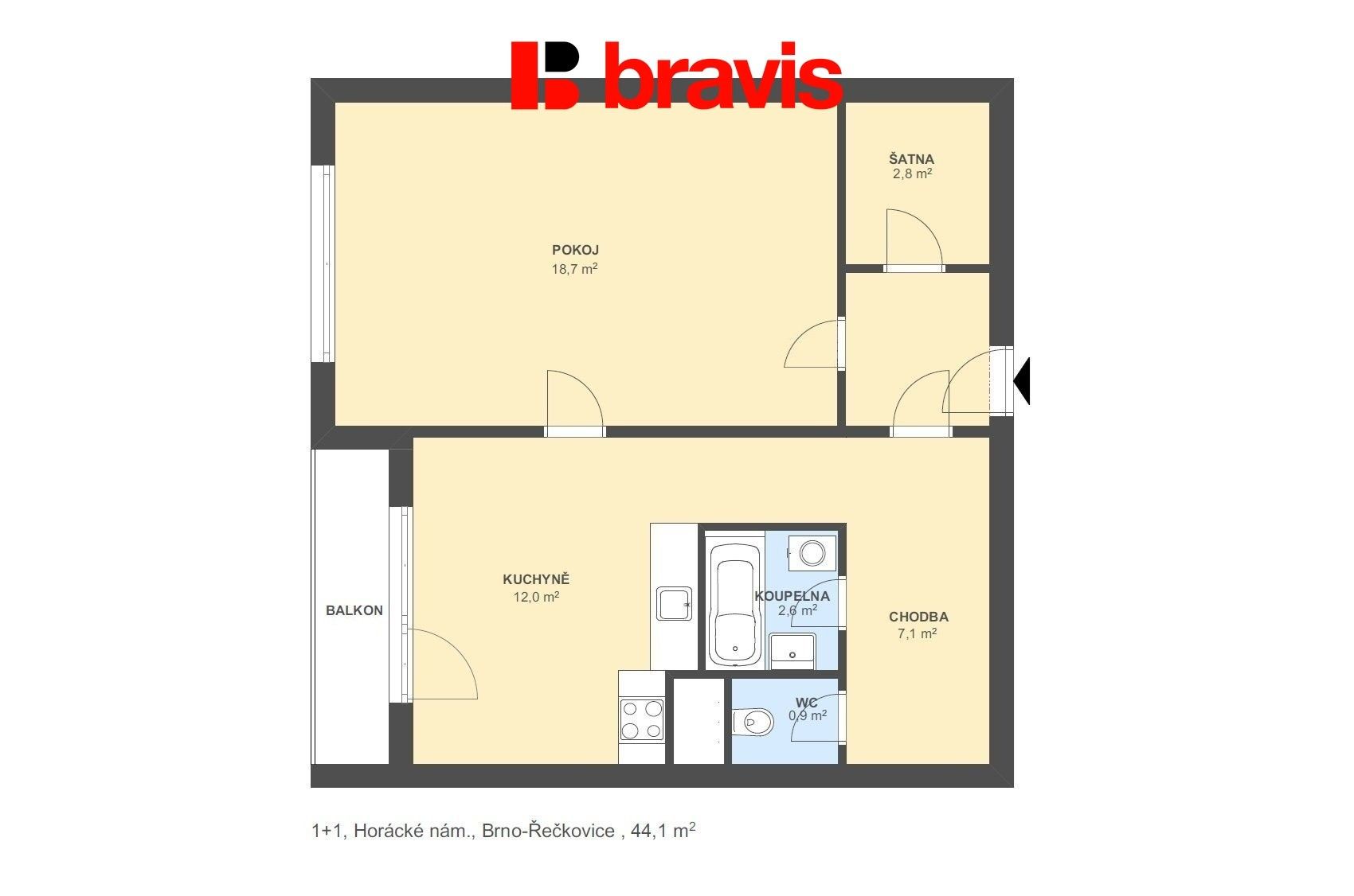 Prodej byt 1+1 - Horácké náměstí, Brno Řečkovice, 44 m² - 5