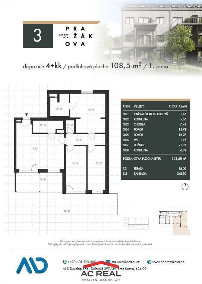 Prodej byt 4+kk - Brno - Horní Heršpice, okres Brno-město, Jihomoravský kraj, 109 m² - 5