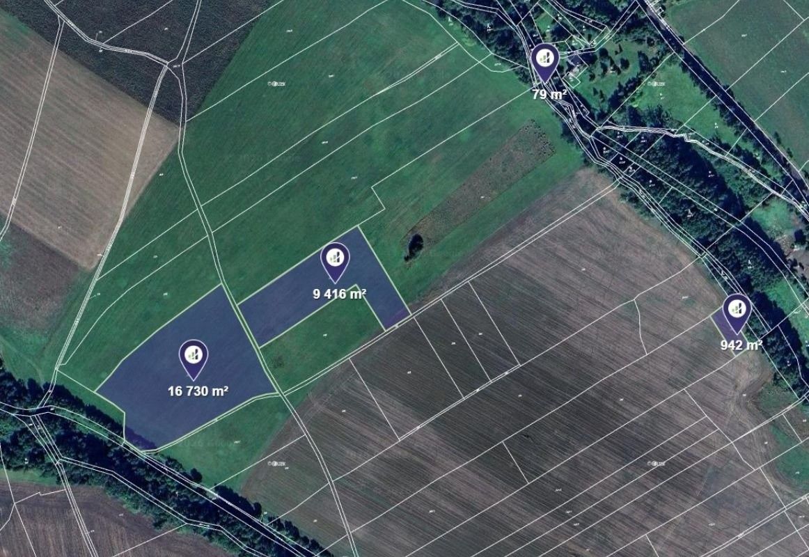 Zemědělské pozemky, Úštěk, 31 495 m² - 2
