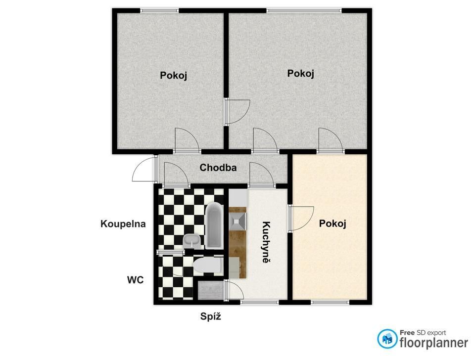 Prodej byt 3+1 - Borská, Březnice, 64 m²