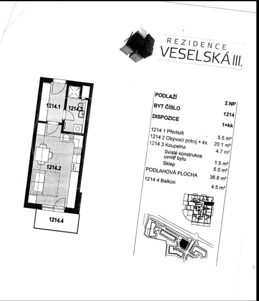 Byt 1+kk · 32 m² · Praha - Letňany, Hlavní město Praha - 3