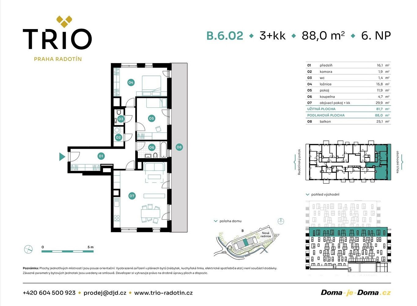 3+kk, Praha - Radotín, okres Praha 16, Hlavní město Praha, 88 m² - 2