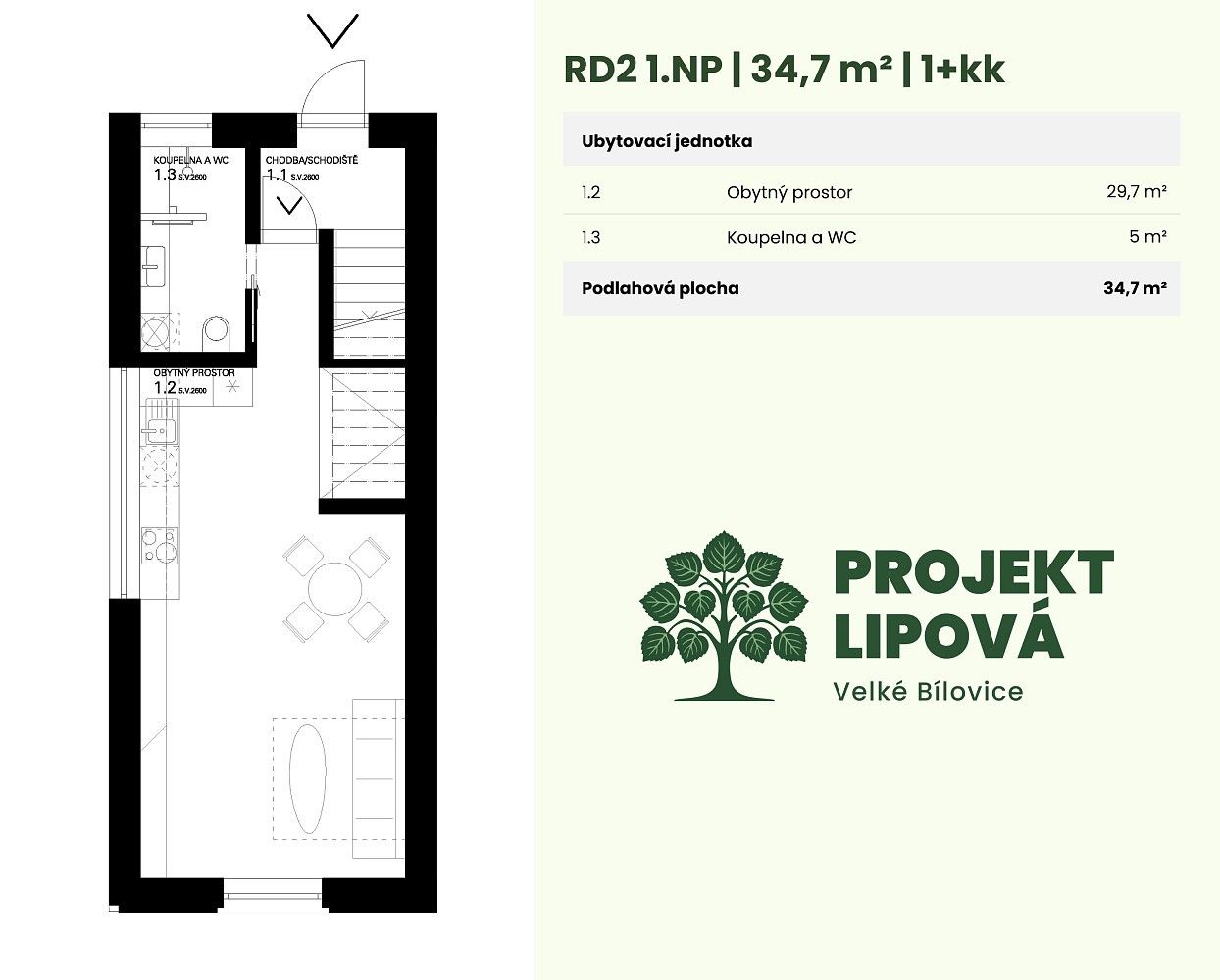 Byt 1+kk · 34,7 m² · Velké Bílovice, okres Břeclav, Jihomoravský kraj - 4