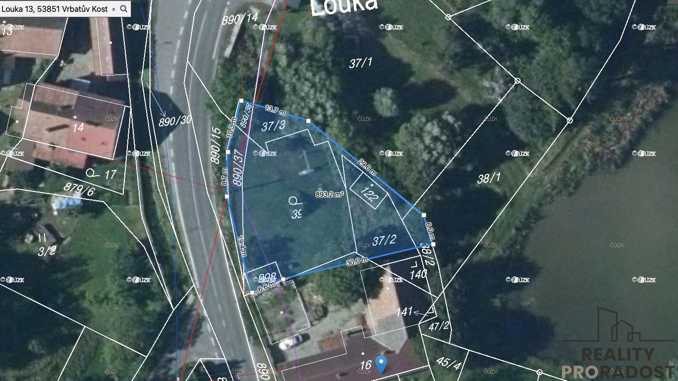 Pozemky pro bydlení, Vrbatův Kostelec Louka, 893 m² - 2