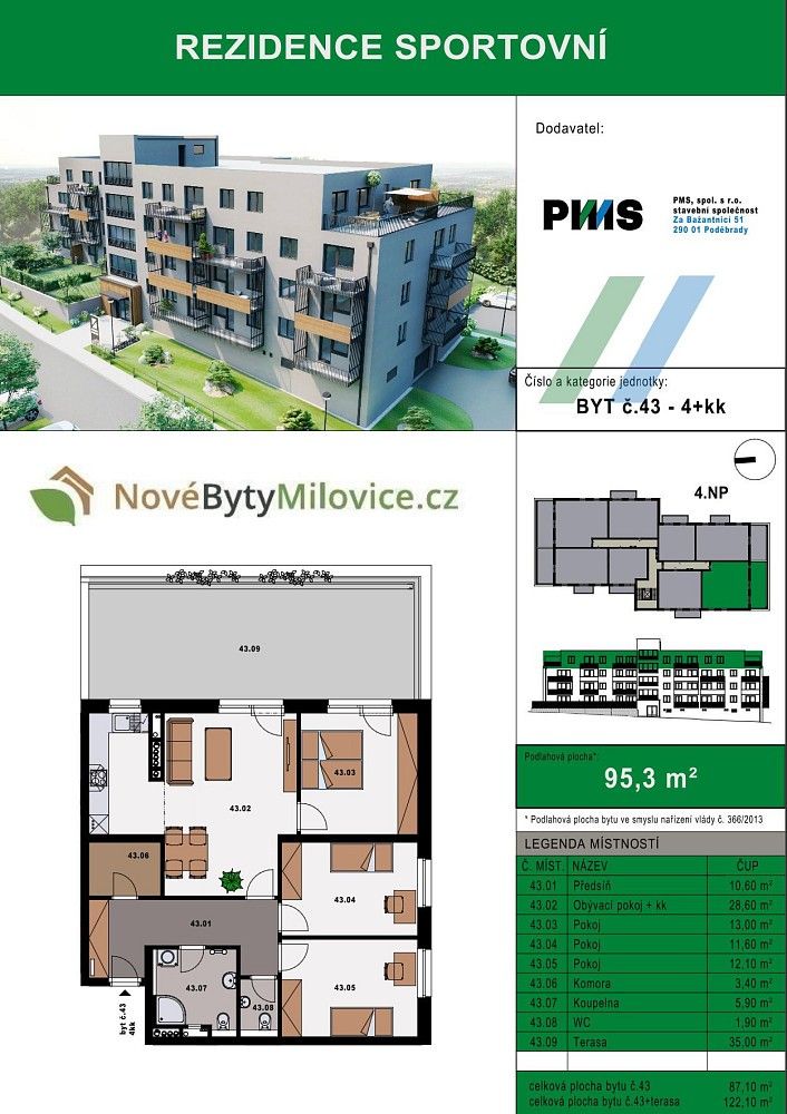 Byt 4+kk · 122 m² · Milovice - Mladá, okres Nymburk, Středočeský kraj - 3