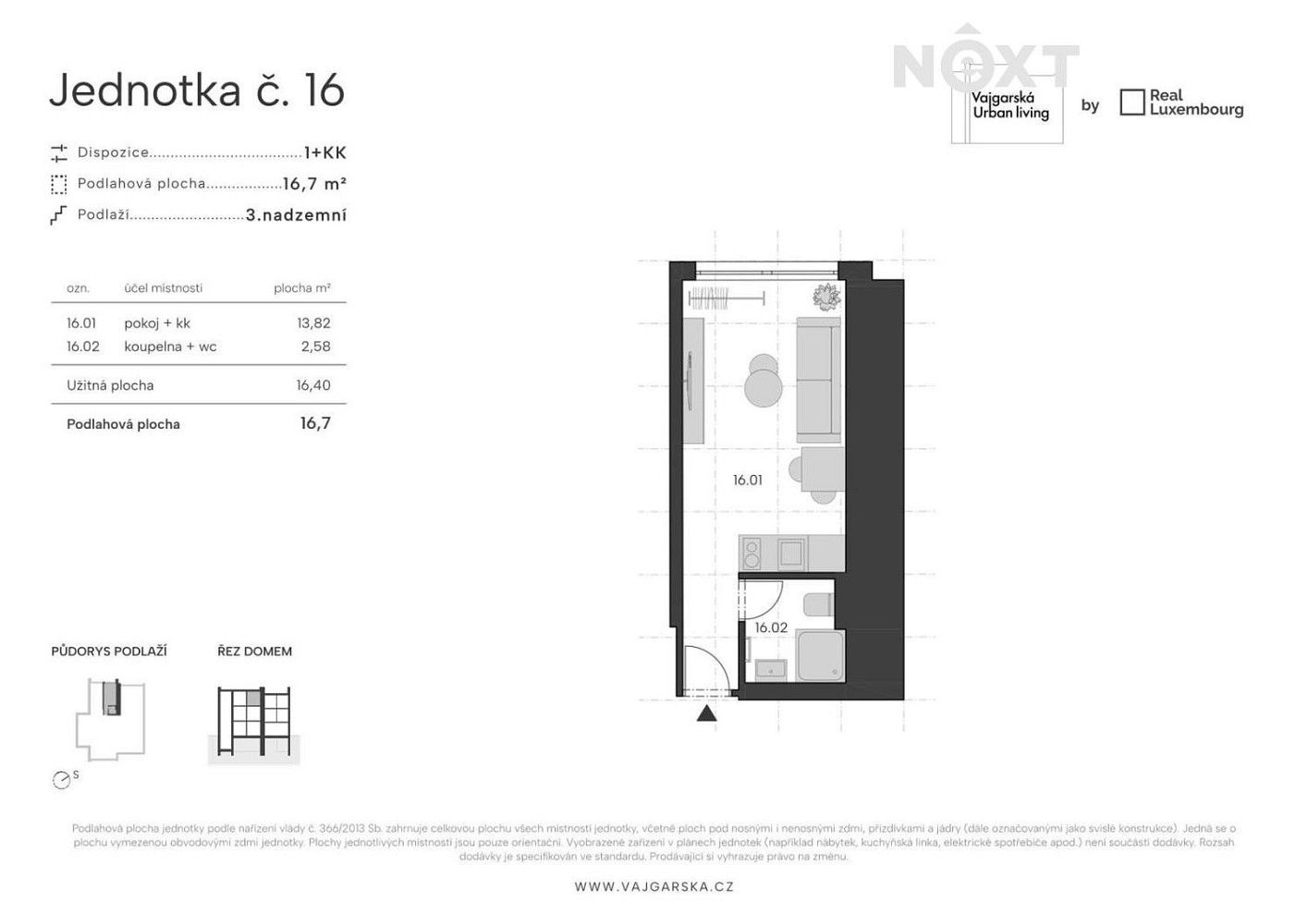 Byt 1+kk · 16 m² · Praha - Kyje, okres Praha 14, Hlavní město Praha - 4