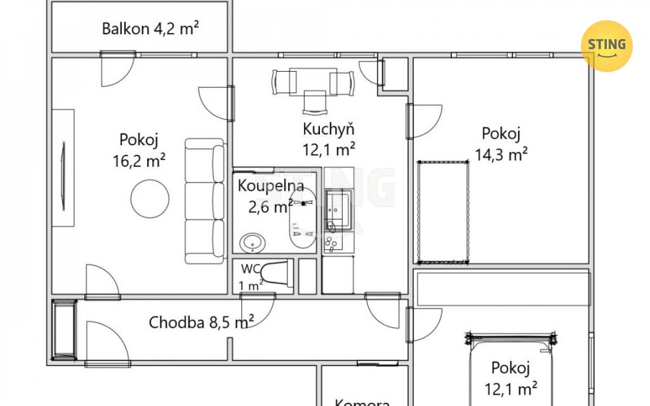 Prodej byt 3+1 - Jílová, Olomouc, 74 m²