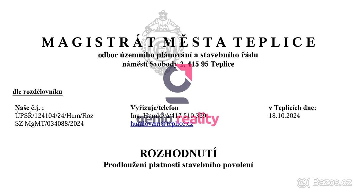 Prodej pozemek pro bydlení - Bystřany, 417 61