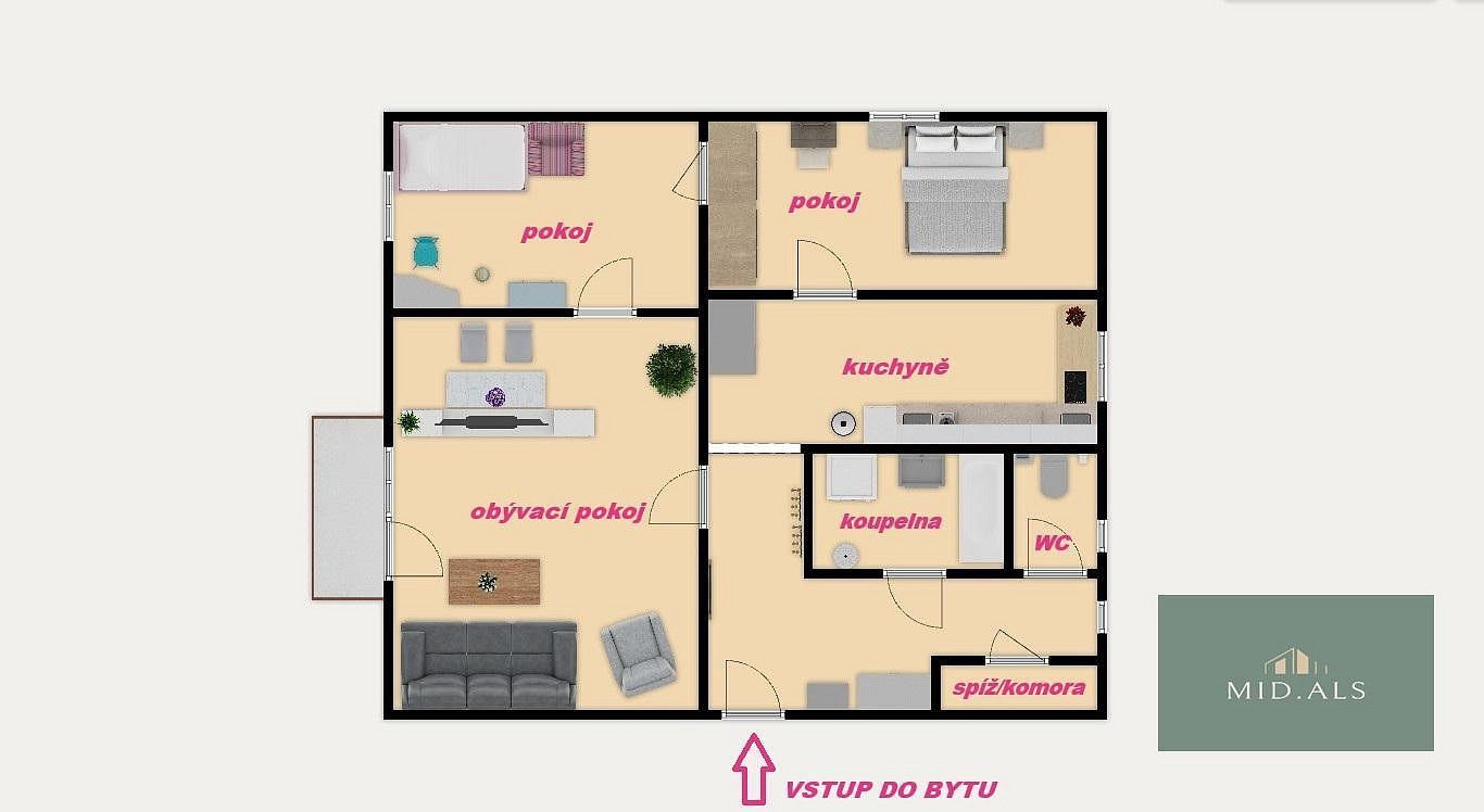 Byt 3+1 · 80 m² · Nepomucká, Plzeň - Koterov - 4